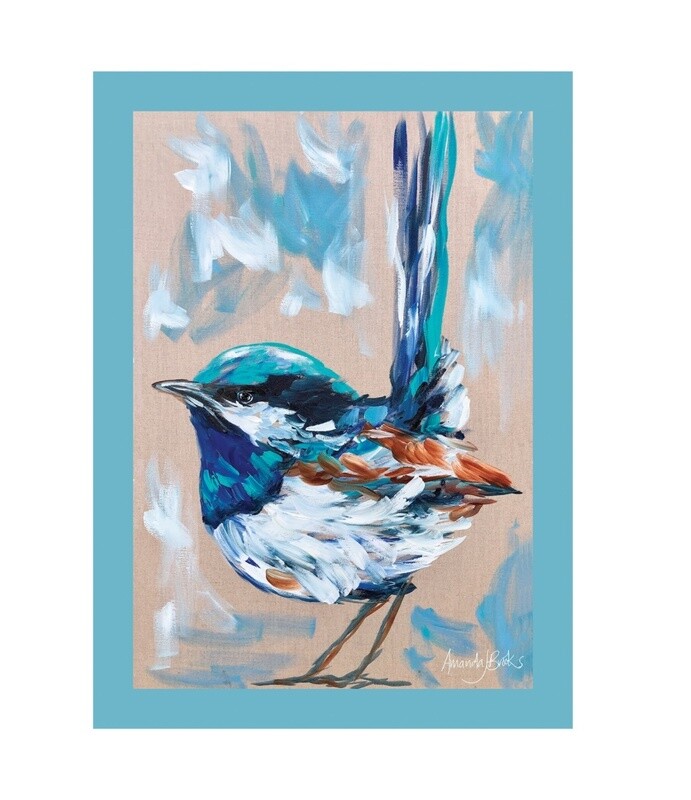 LILLI ROCK - Tea Towel 70cm x 50cm - Blue Wren