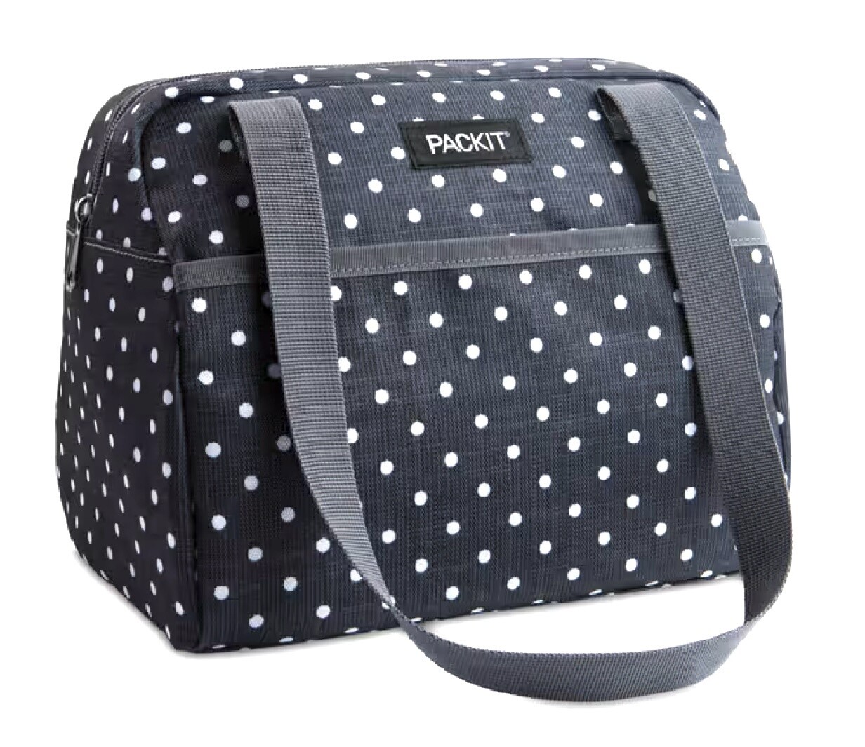 PACKIT - Lunch Bag Freezable Hampton - W19 x D26 x H24cm approx. - Polka Dot Grey