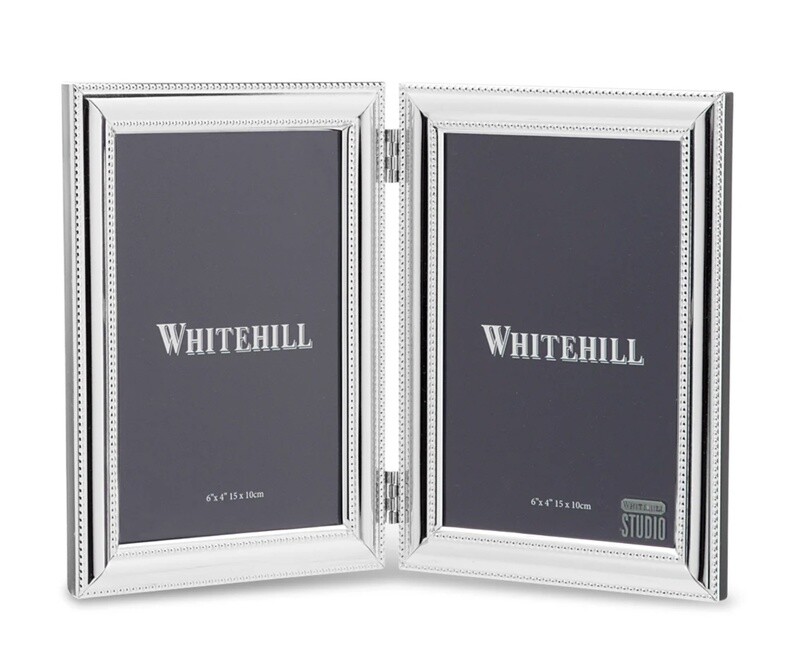 WHITEHILL STUDIO - Beaded Silver Photo Frame Double - 10cm x 15cm photos