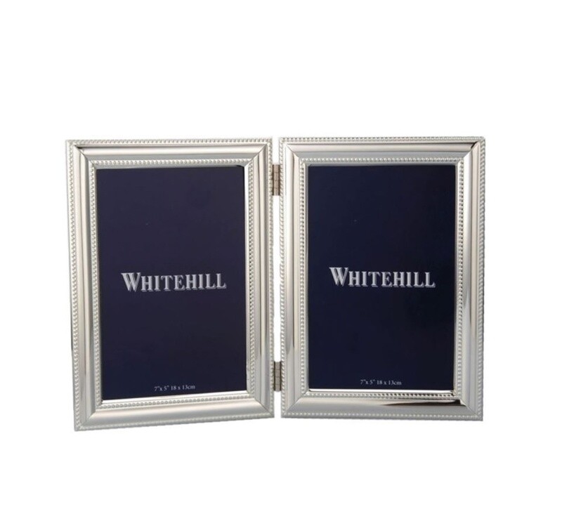 WHITEHILL STUDIO - Beaded Silver Photo Frame Double - 13cm x 18cm photos