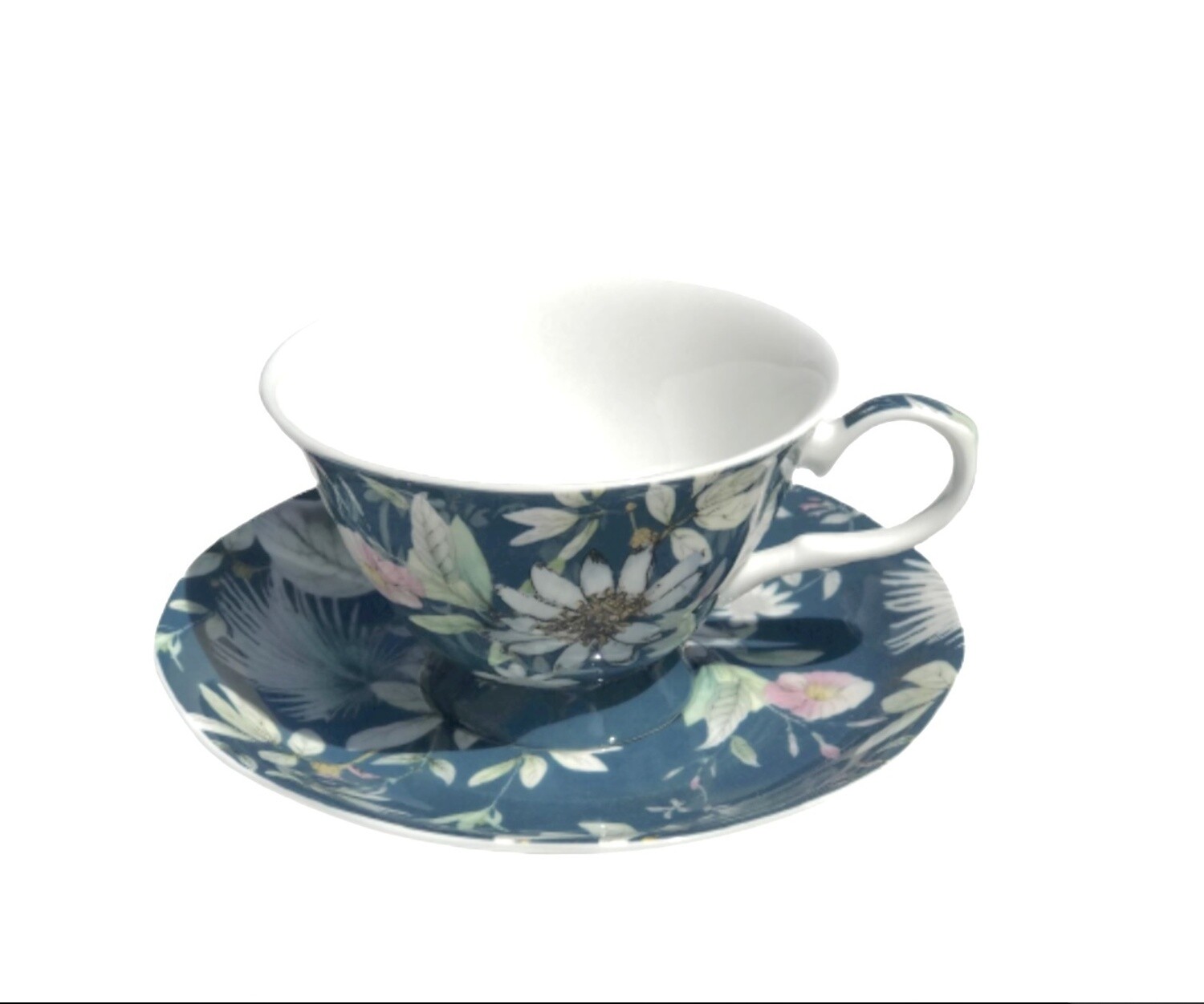 HERITAGE  Fine Bone China Cup/Saucer 225ml - Blue Daisy