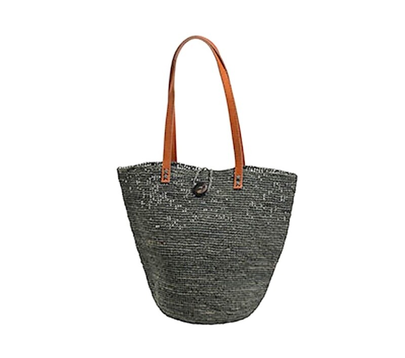 Le Panier - Natalie bag - Dark Grey , Tan leather handle