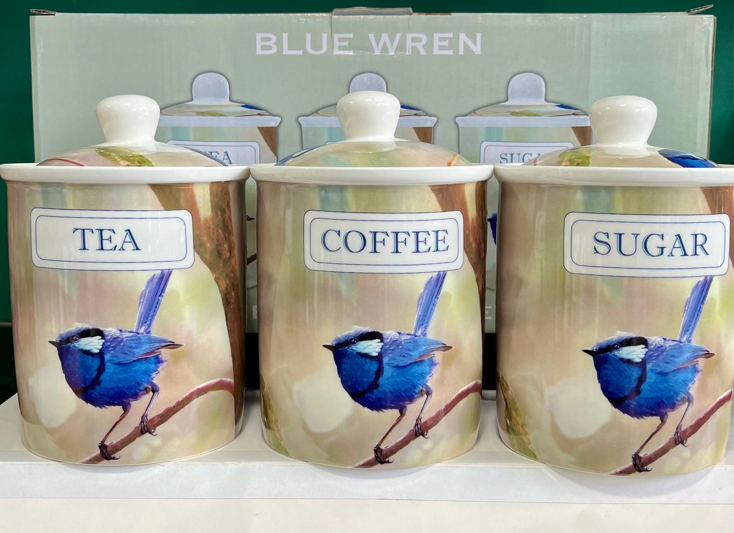 Heritage Canister Set Fine China (T/C/S) Blue Wren
