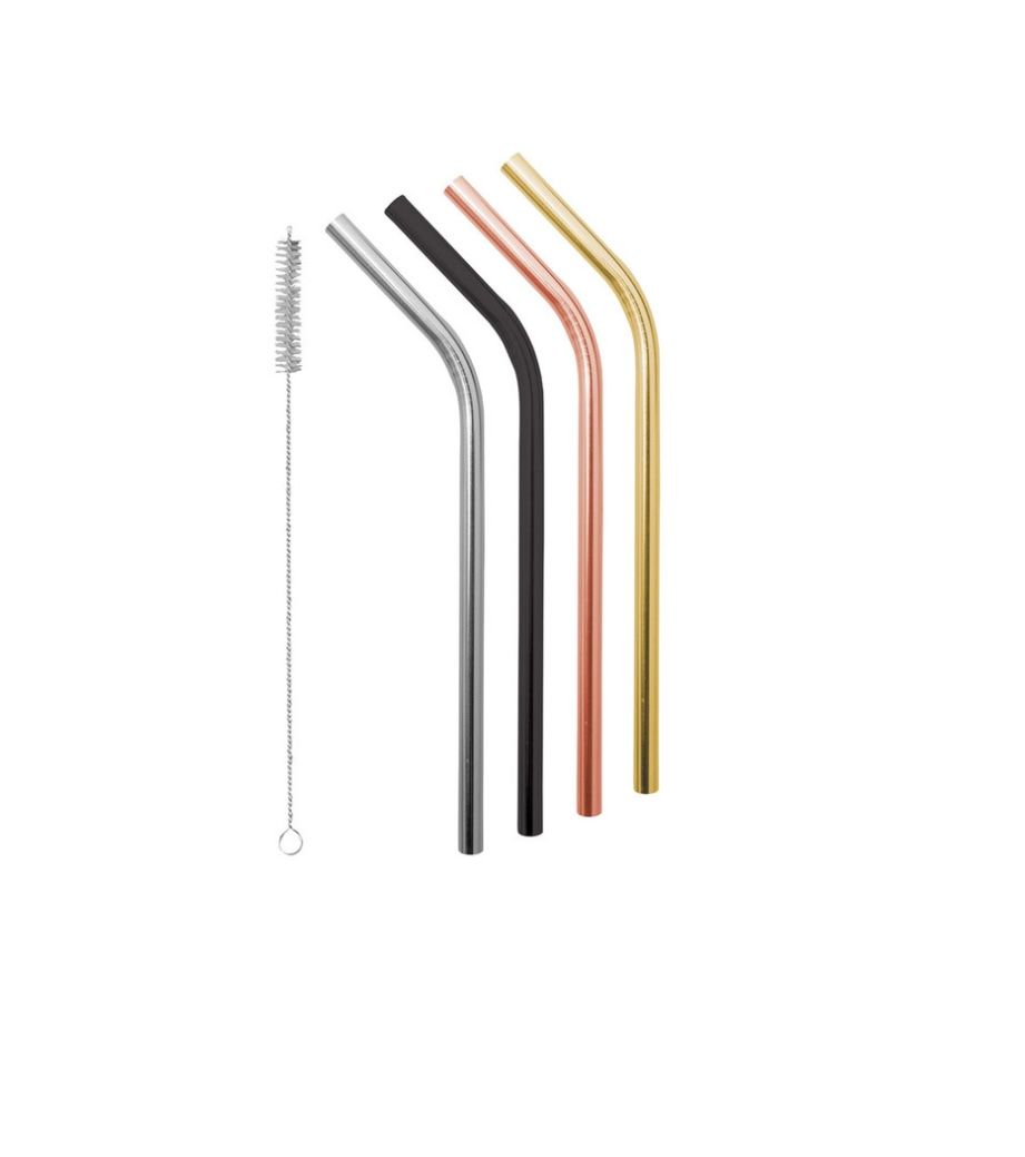AVANTI  - Stainless Steel Smoothie  Straws extra wide 0.8mm with Cleaning Brush  Set4