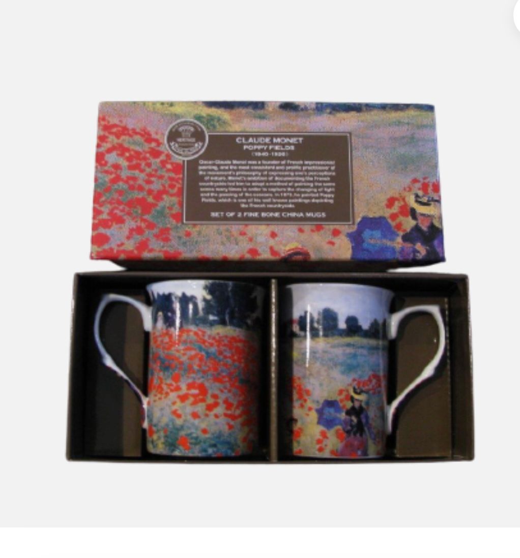 NOSTALGIC CERAMICS- Mugs Set2 - Claude Monet - Poppy Fields - Fine China