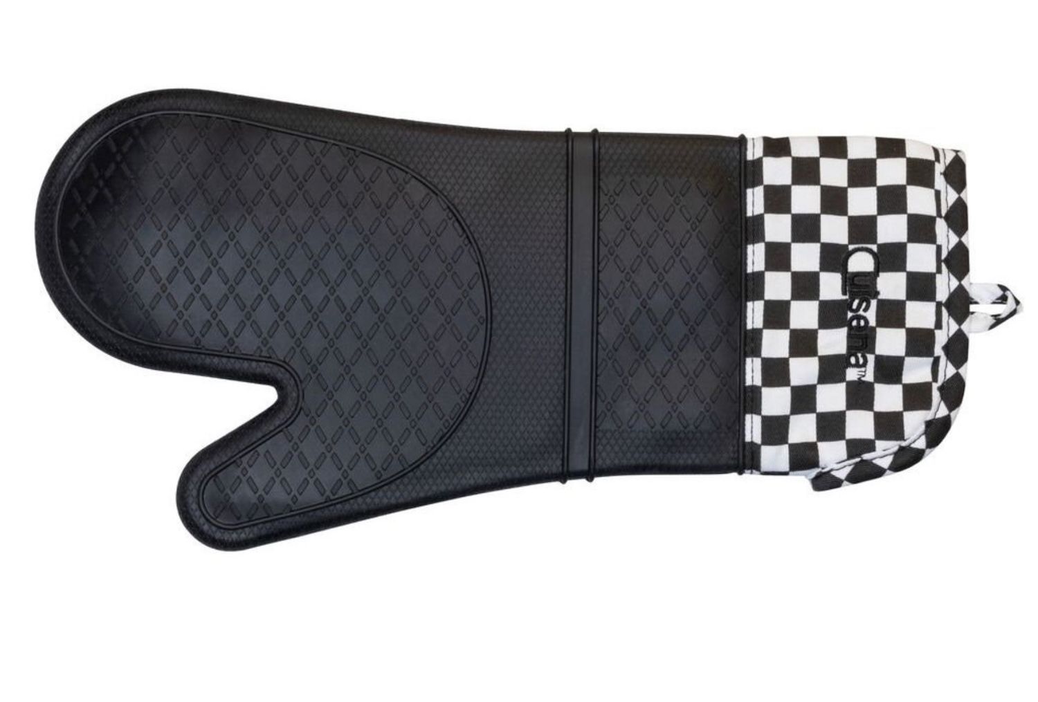 CUISENA -  Oven Glove Silicone  -  Fabric Check -Black/White