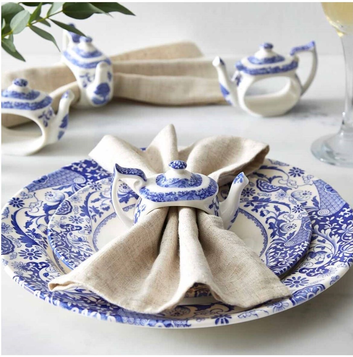 SPODE - Napkin Rings single - Blue Italian Teapot