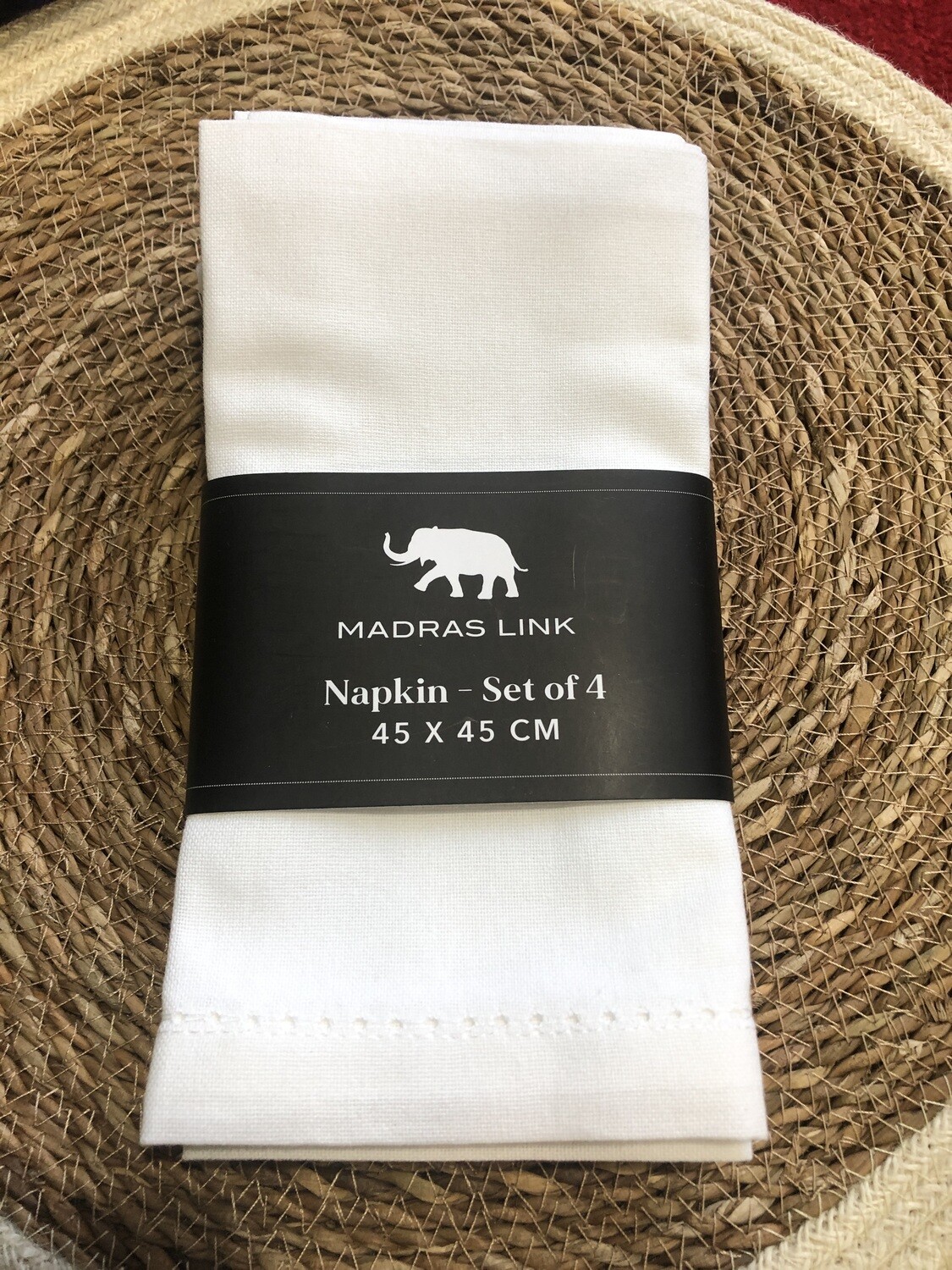 MADRAS LINK - Napkin Jetty Embroidered S/4 - White   45x45cm