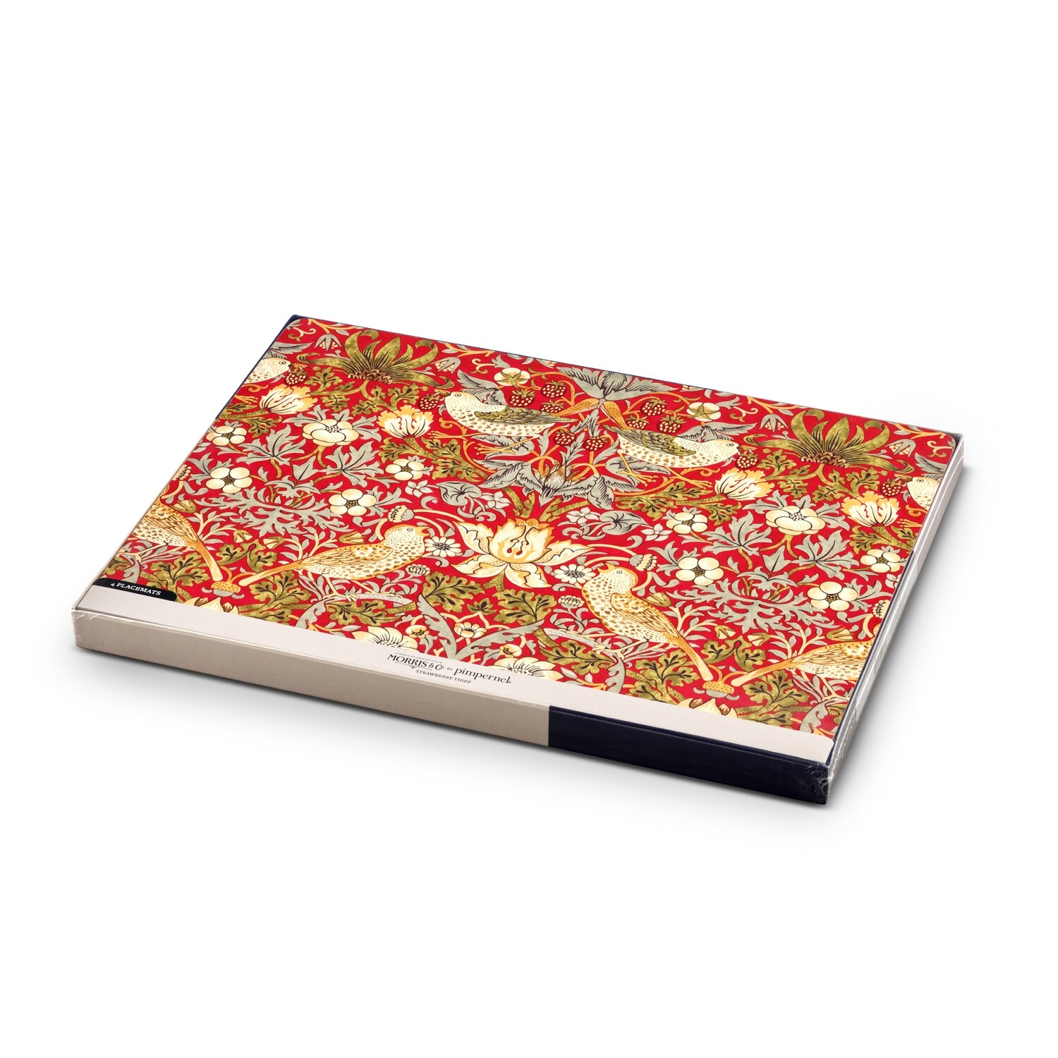 MORRIS&amp;Co for Pimpernel - Placemat Set 6 (Cork Backed) - Strawberry Thief - Red