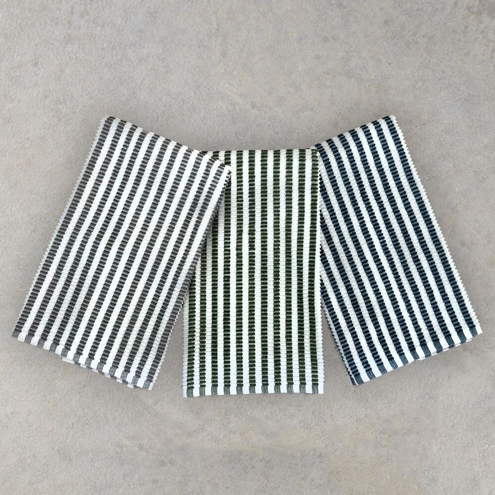 BAKSANA - 100% (OEKO-TEX) Certified Cotton Set/2                                  Ribbed Tea Towels -  three colour ways
