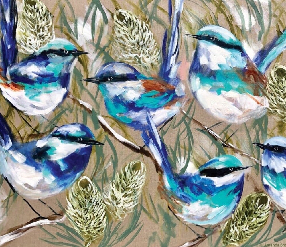 LILLI ROCK - Coasters Set4 - Blue Wrens