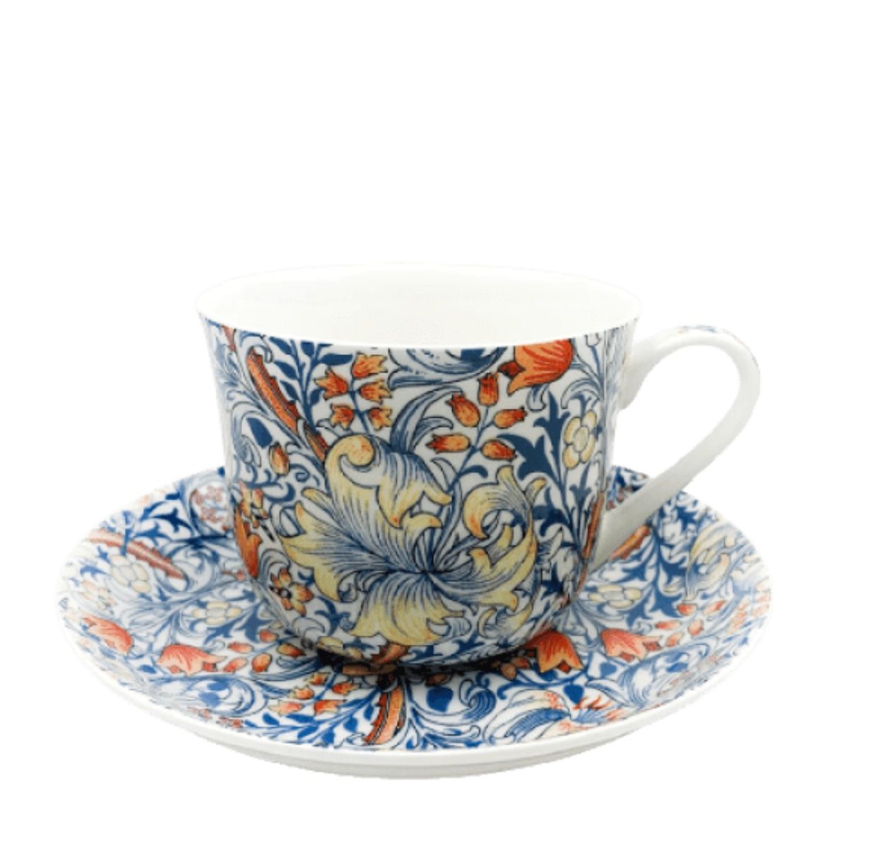 HERITAGE -  Breakfast  Cup &amp; Saucer 500ml - Blue Lily - Fine Bone China