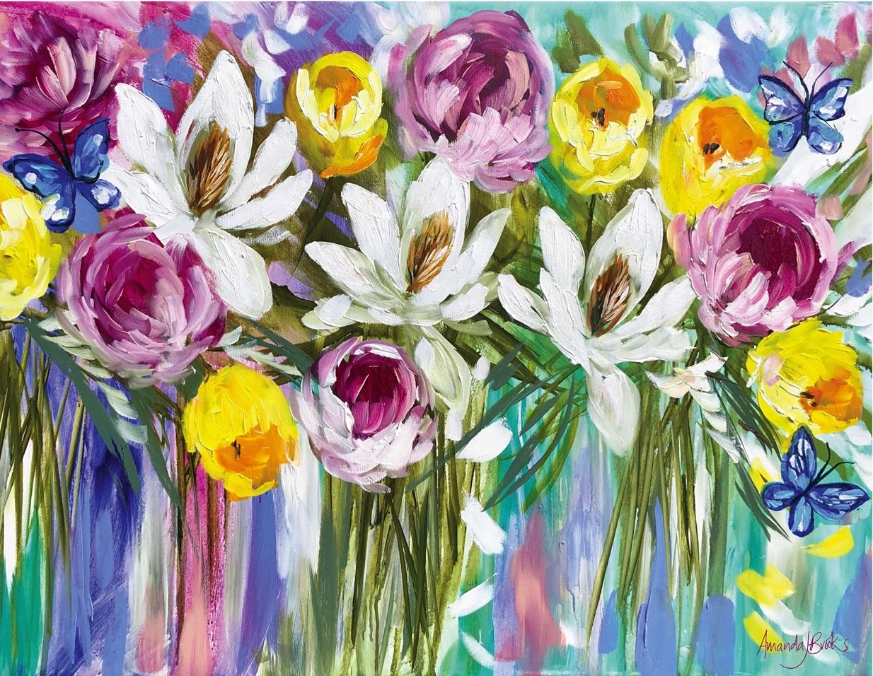 LILLI ROCK - Placemats 35cm x 27cm Set4 - Spring Bouquet &amp; Butterflies