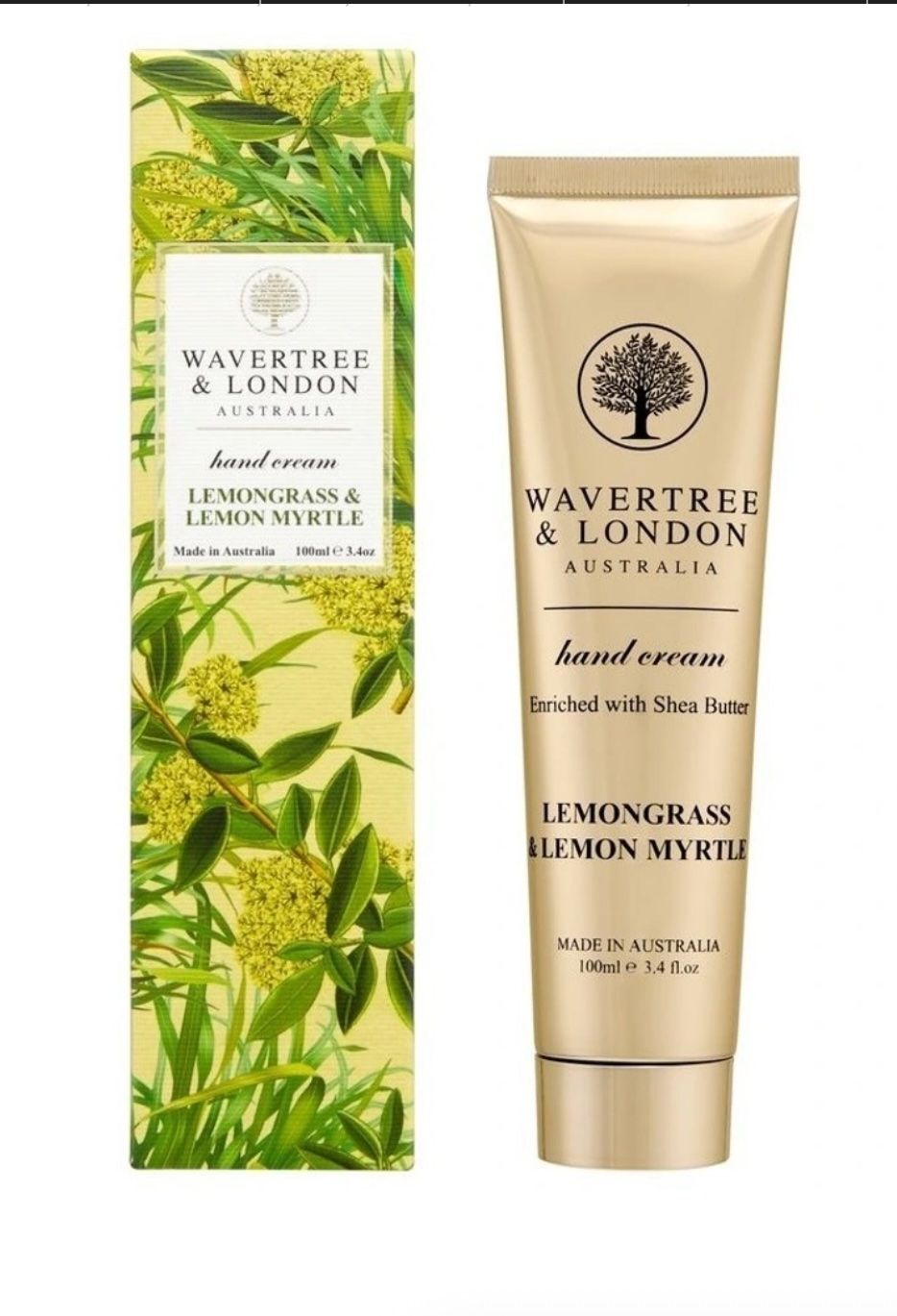 WAVERTREE &amp; LONDON - Hand Cream 100ml - (enriched with natural shea butter) - Lemongrass and Lemon Myrtle