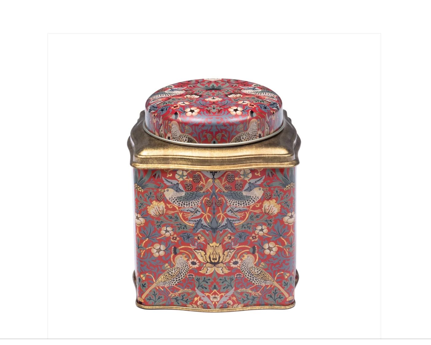 TINCO - Tea Caddy (10cm x 10cm x 11cm) - William Morris Strawberry Thief Red