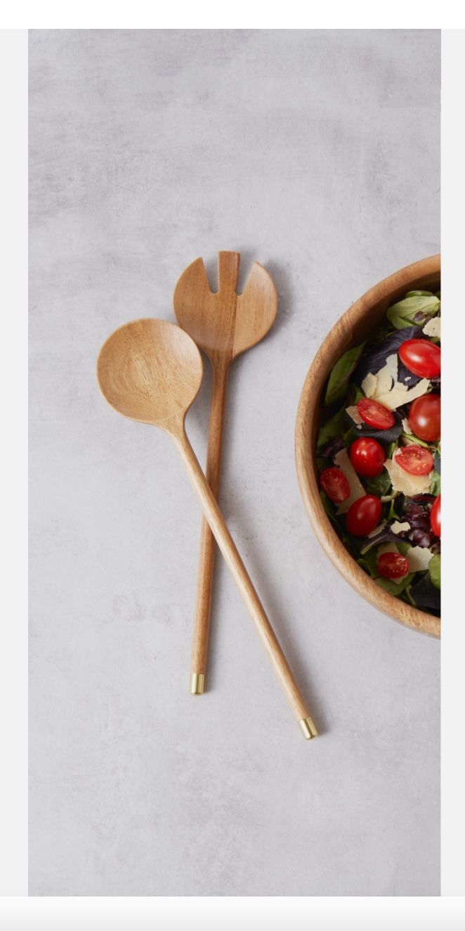 DAVIS &amp; WADELL - Salad Servers Set2 30x7x1.2cm  -Acacia &amp; Brass