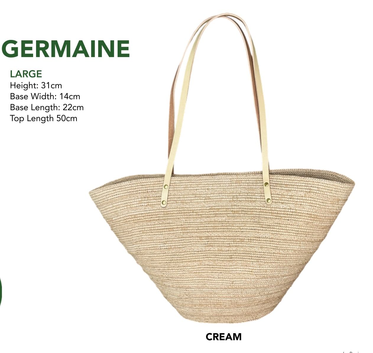 Le Panier - Germaine Large 31cm High, Base 14cm W x 22cm L, 50cm Top Length