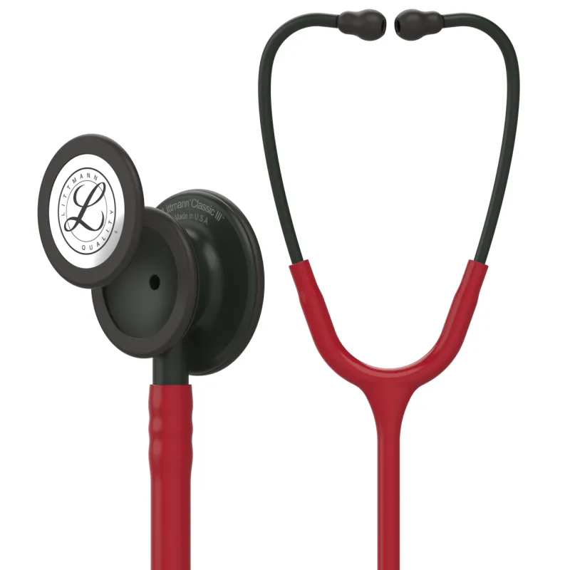 Original Littmann Classic III Stethoscope, Burgundy, Black Finish
