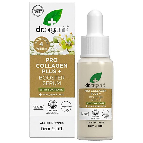 Dr Organic Pro Collagen Plus Booster Serum with Soapbark + Hyaluronic Acid 30ml