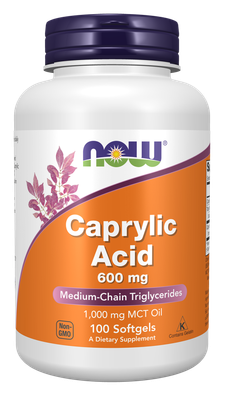 NOW Caprylic Acid 600mg Caps 100’s
