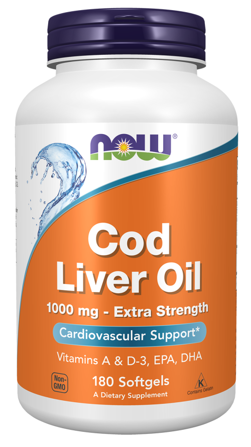 NOW Cod Liver Oil 1000mg Extra Strength Softgels 180’s