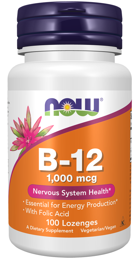 NOW Vitamin B12 1000mcg Chewable Lozenges 100’s