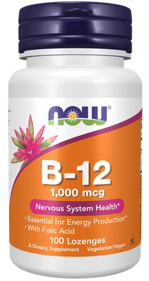 NOW Vitamin B12 1000mcg Chewable Lozenges 100’s