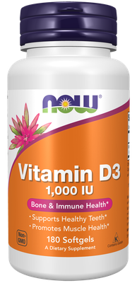 NOW Vitamin D3 1000iu Caps 180’s