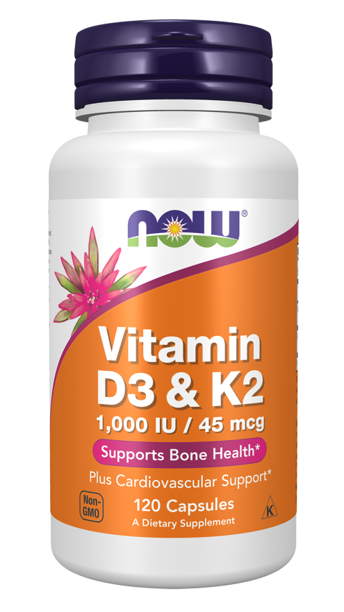 NOW Vitamin D3 1000iu &amp; K2 45mcg Caps 120’s