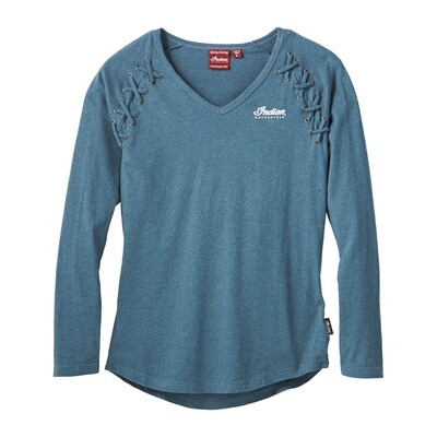 Long Sleeve Laced T-Shirt, Teal