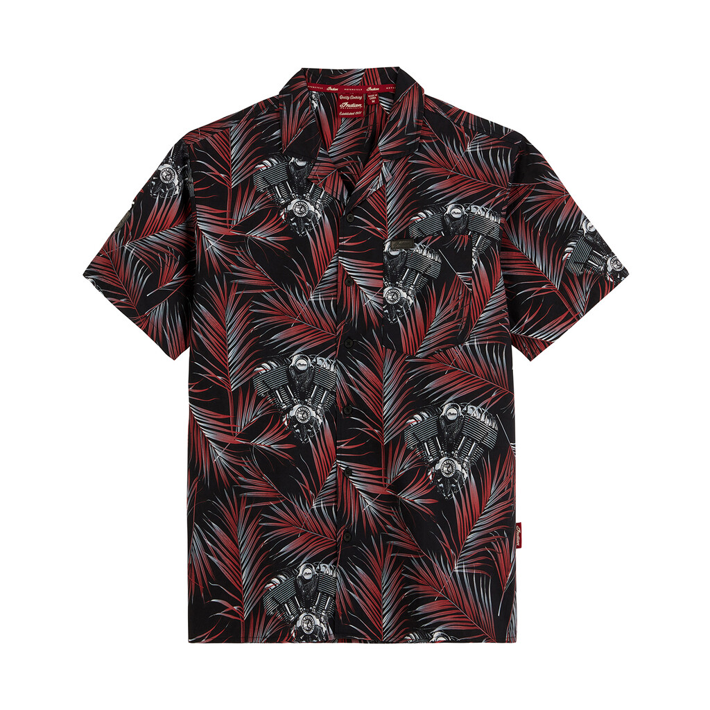 Hawaiihemd mit Motor-Aufdruck, Herren, rot