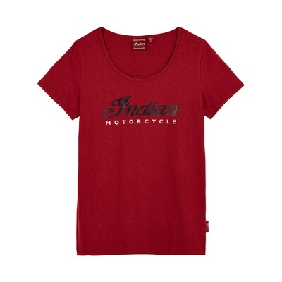 T-Shirt mit zweifarbigem Folienschriftzug, Damen, rot