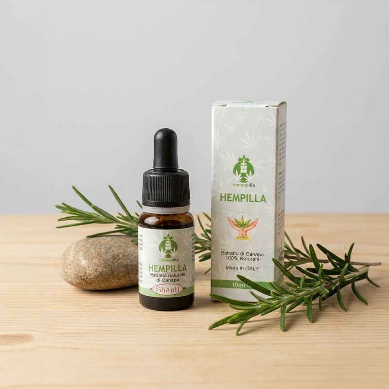 Packaging of Hempilla SHANTI 10 Natural Hemp Extract with 10% CBD