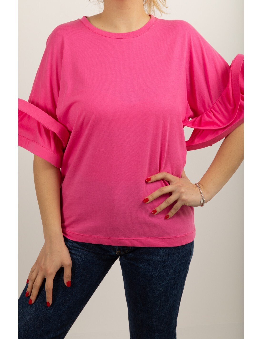 T-shirt con rouches sulla manica
Vicolo - Colore Rosa Bubble - UE0160