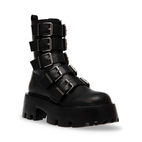 STEVE MADDEN - MADZONE NERO PELLE Stivali con Fibbie
