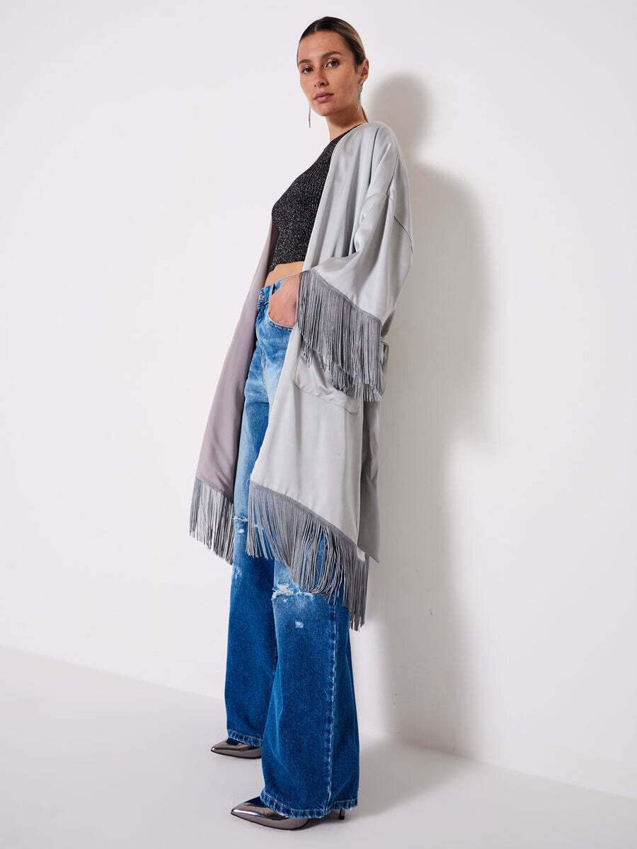 VICOLO - Kimono con Frange NEW IN
Grigio Perla