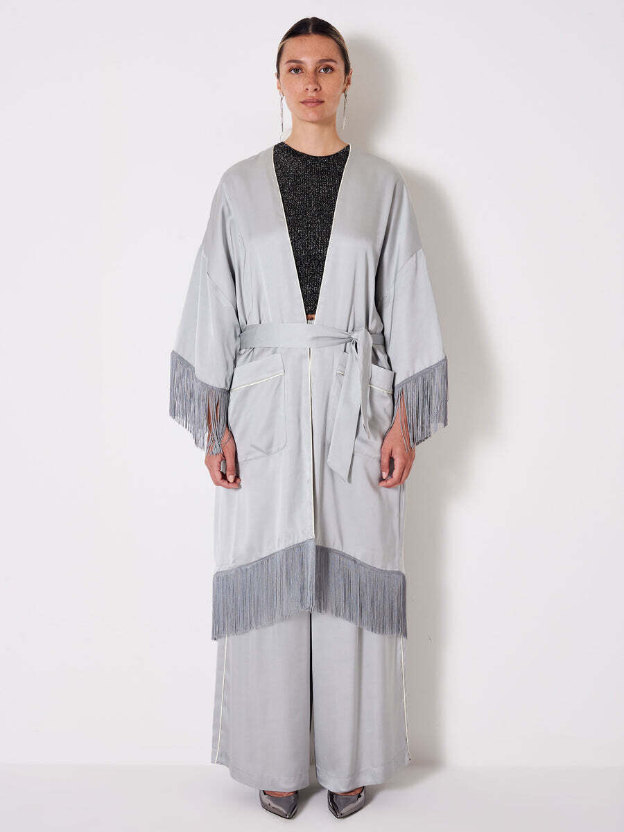 VICOLO - Kimono con Frange NEW IN
Grigio Perla