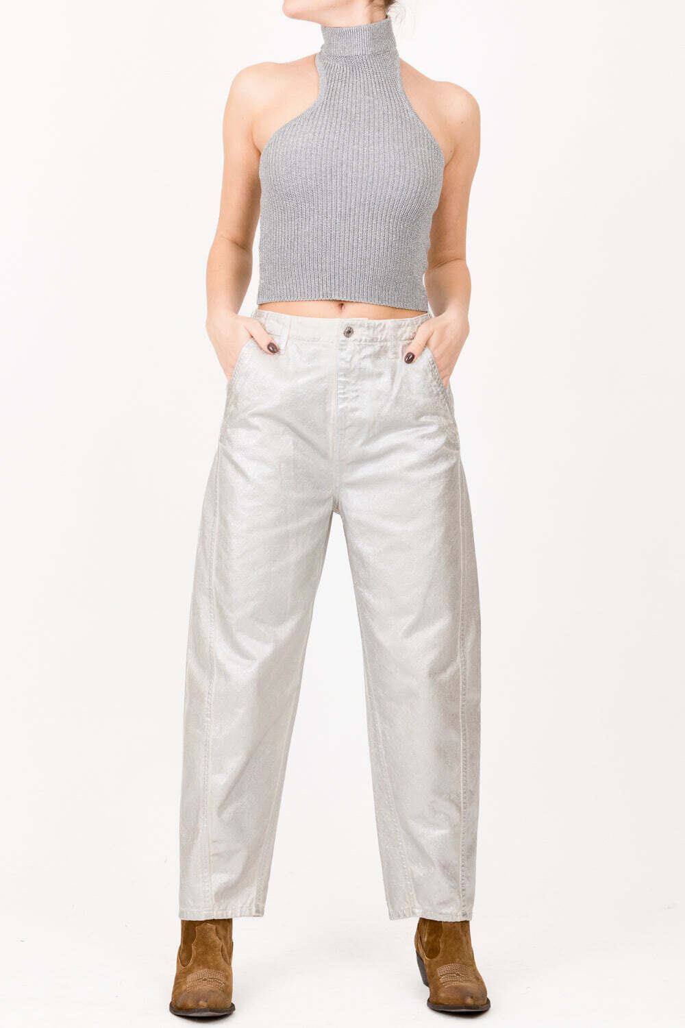 Vicolo - Top lurex scollo posteriore Art. 77252R Argento