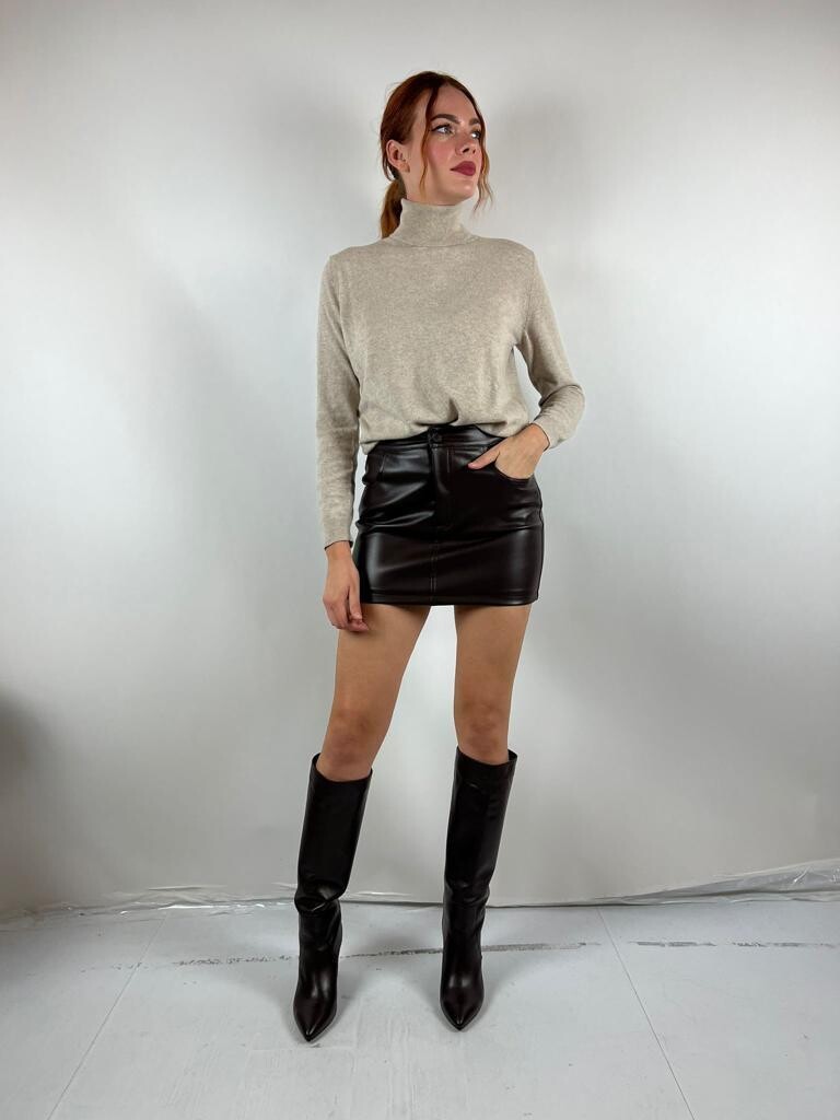 Vicolo-Gonna Mini Ecopelle Nero TR1605