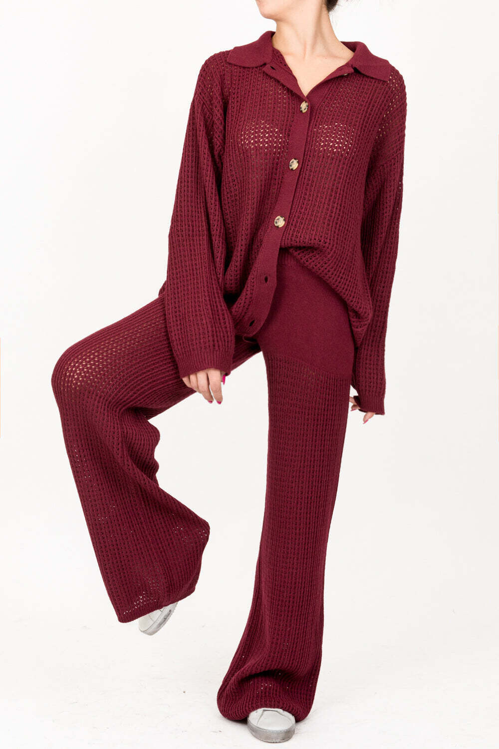 Vicolo - Maglia con colletto e bottoni Art. 77248R Bordeaux Vicolo - Maglia con colletto e bottoni Art. 77248R Bordeaux