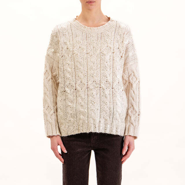 Tensione in-Maglia treccia spalmata - Burro / Oro