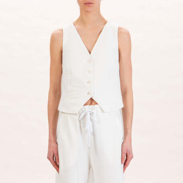 da TENSIONE IN Tensione in-Gilet in felpa 4 bottoni - latte SKU: 24d1607-123102