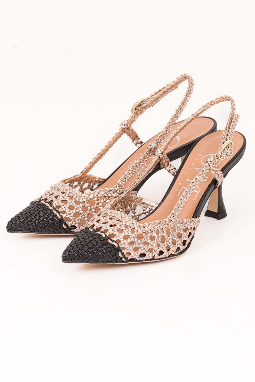 Ovyé - Décolleté sling back traforato Art. AML5120
Nero/oro