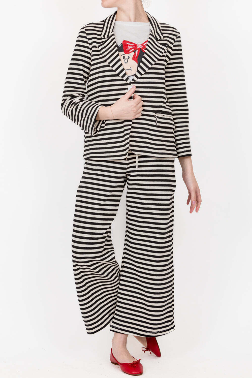 Vicolo - Giacca tuta rigata Art. TBO590 Burro/Nero