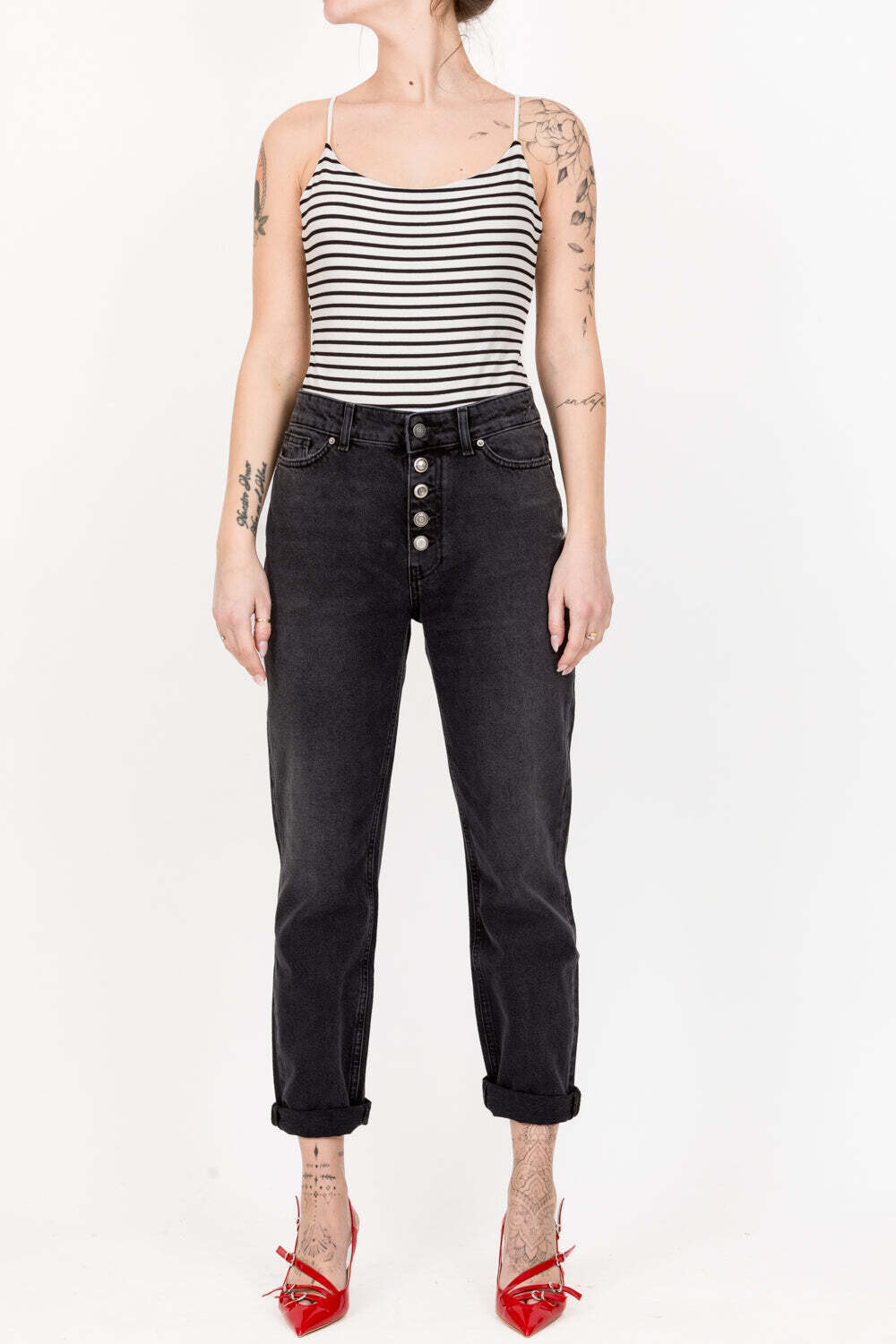 Vicolo - Top Body a righe Art. UB0096 Bianco/Nero