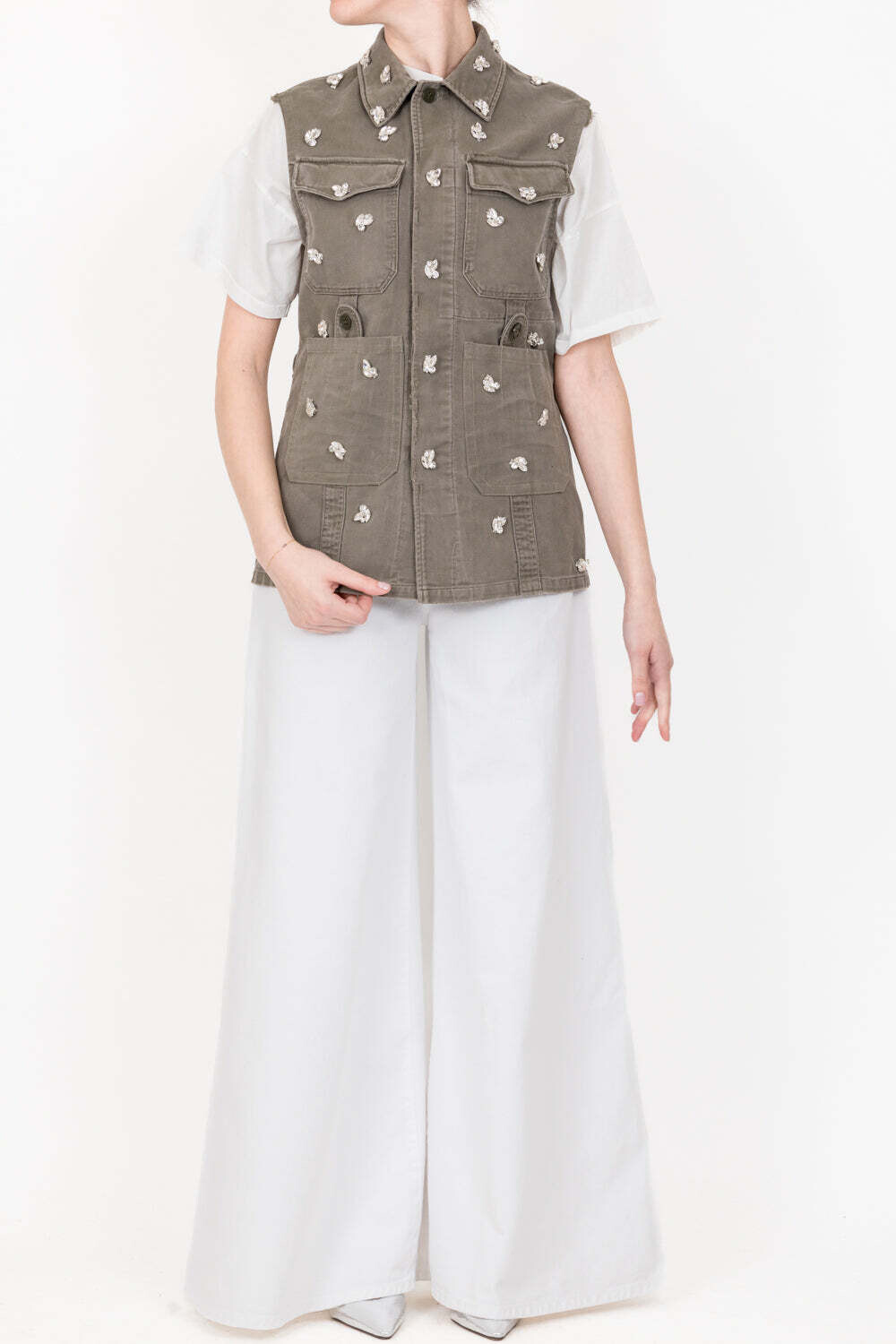 Vicolo - Gilet army strass Art. RB0057
Verde Militare