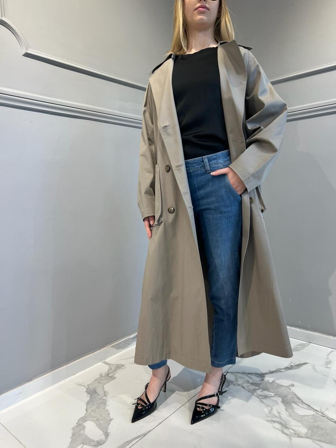 da TENSIONE IN Tensione in-Trench doppiopetto con ripresa dietro - taupe  SKU: an7073-125021