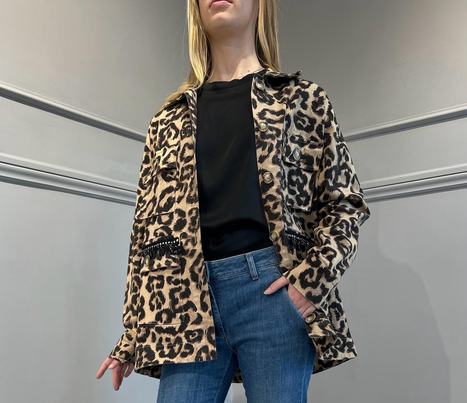 Vicolo - Giacca animalier taschini paillettes Art. RB0464 Maculato