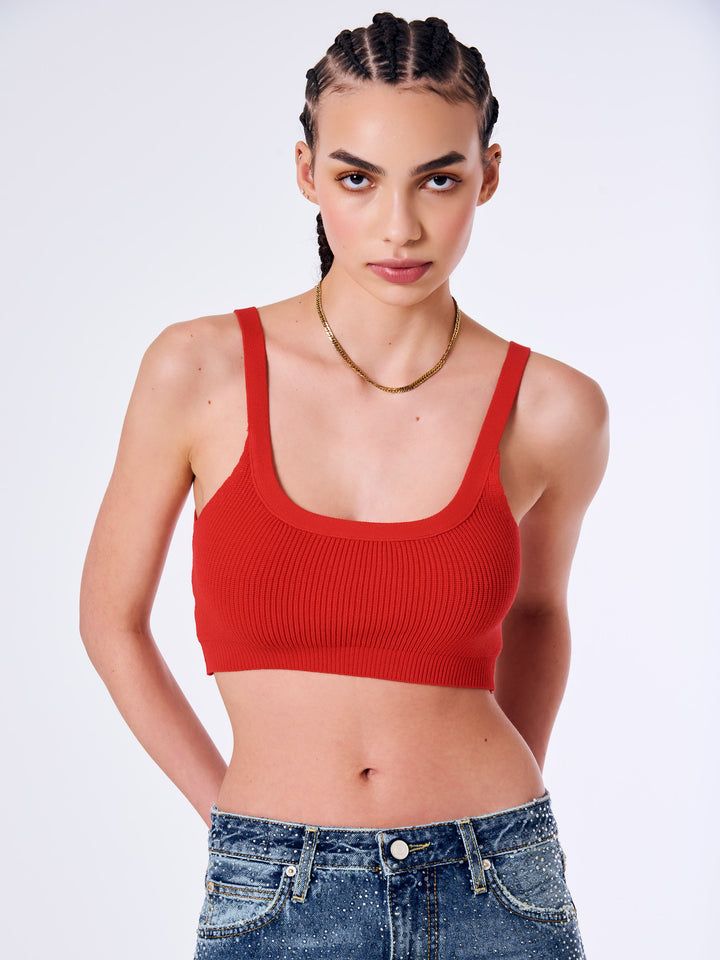 VICOLO - Top in Maglia Spalline Sottili NEW IN Rosso SKU: 77009B035BROS