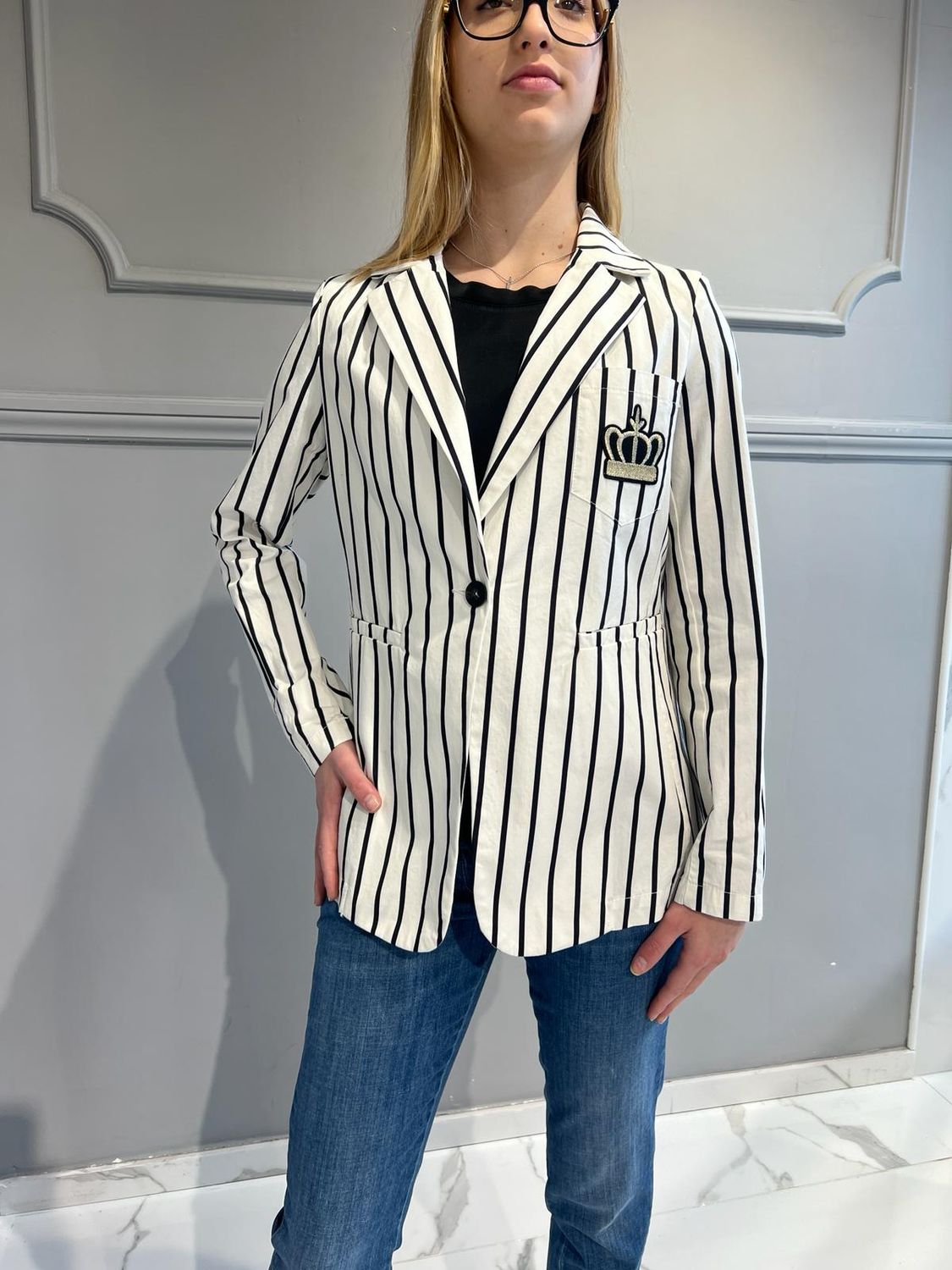TENSIONE IN - Giacca Riga Bianco TI2226
